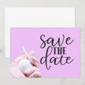 Save The Date Boule de golf et gant rose sur rose pour femme (Devant / Derrière)