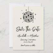 Save The Date Boule Disco Photo Dessinée à la Main Mariage (Devant)