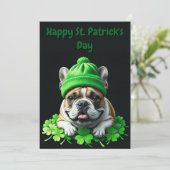 Save The Date Bouledogue français St. Patrick's Day Trèfle Chanc (Debout devant)