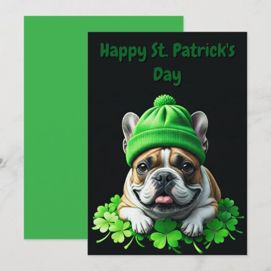 Save The Date Bouledogue français St. Patrick's Day Trèfle Chanc (Devant / Derrière)