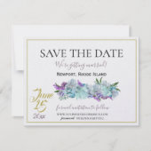 Save The Date Bouquet bleu turquoise Suite Mariage traditionnell (Devant)