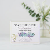 Save The Date Bouquet bleu turquoise Suite Mariage traditionnell (Debout devant)