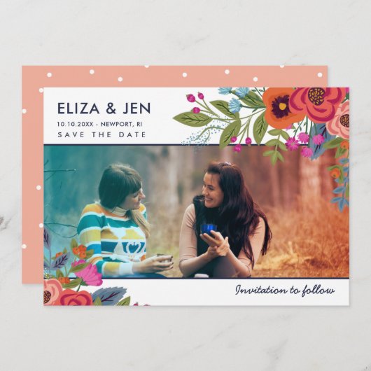 Save The Date Bouquet bohème Photo Enregistrer la date (Devant / Derrière)