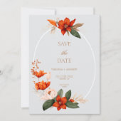 Save The Date Bouquet Boho avec flowe flamboyant Sauvez La Date (Devant)