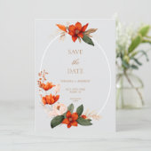Save The Date Bouquet Boho avec flowe flamboyant Sauvez La Date (Debout devant)