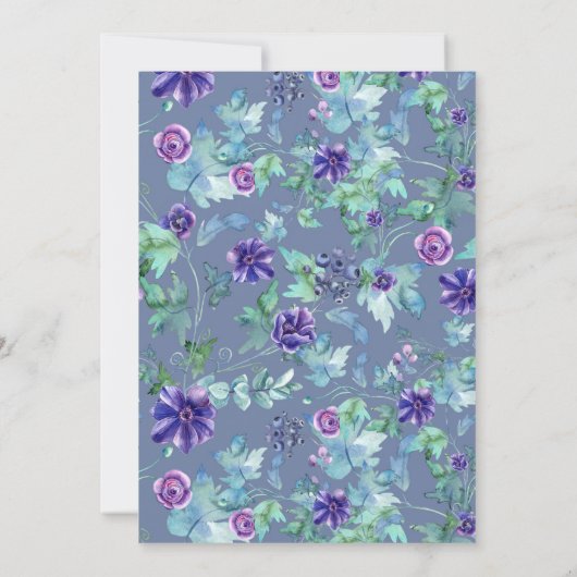 Save The Date Bouquet d'anémones violettes rustiques Mariage noi (Dos)