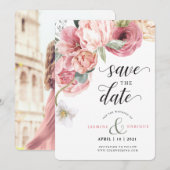 Save The Date Bouquet d'aquarelle de la Tulipe de printemps | Ph (Devant / Derrière)