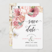Save The Date Bouquet d'aquarelle de la Tulipe de printemps | Ph (Devant / Derrière)