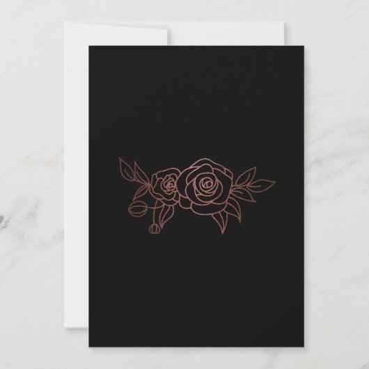 Save The Date Bouquet d'art botanique élégant Rose Gold Noir (Dos)