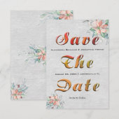 Save The Date Bouquet de fleurs de corail pêche élégant Mariage (Devant / Derrière)