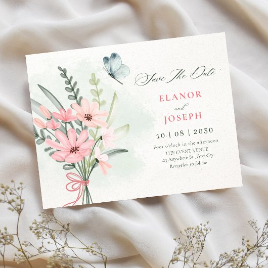 Save The Date Bouquet de fleurs de mariage