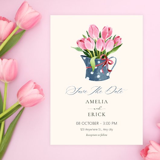 Save The Date Bouquet de fleurs de tulipes