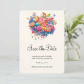 Save The Date Bouquet de fleurs d'été Boho lunaire (Debout devant)