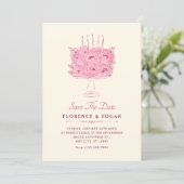 Save The Date Bouquet de fleurs roses mariage (Debout devant)