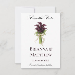 Save The Date Bouquet de mariage au lys calla burgundy avec ruba