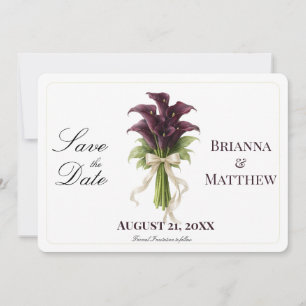 Save The Date Bouquet de mariage au lys calla burgundy avec ruba