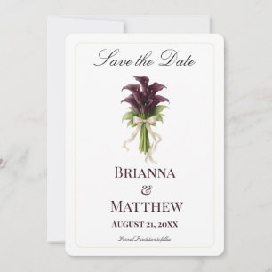 Save The Date Bouquet de mariage au lys calla burgundy avec ruba