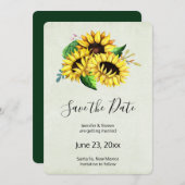 Save The Date Bouquet de tournesol jaune en Mariage d'aquarelle (Devant / Derrière)