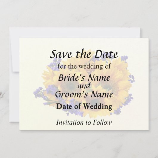 Save The Date Bouquet de tournesols et de statices violettes (Devant)