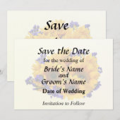Save The Date Bouquet de tournesols et de statices violettes (Devant / Derrière)