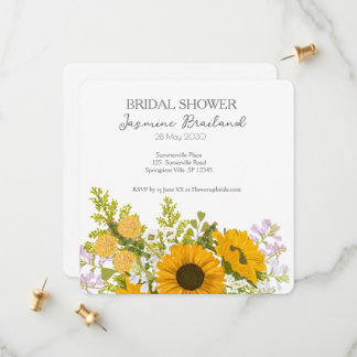 Save The Date Bouquet de tournesols modernes jaunes pour la douc