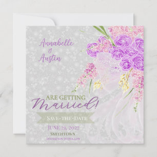 Save The Date Bouquet en tulle rose Coquette