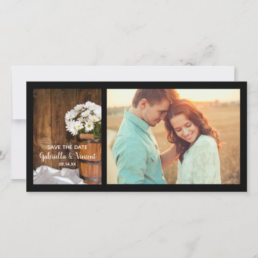 Save The Date Bouquet et marguerites Mariage d'étable Enregistre (Devant)