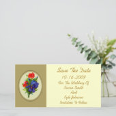 Save The Date Bouquet Fleur Iris Bleu Mariage Enregistrer La Dat (Debout devant)