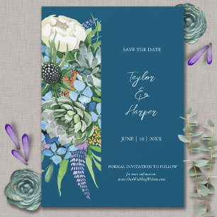 Save The Date Bouquet floral de succulentes à l'aquarelle mariag