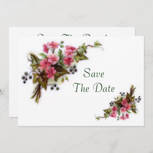 Save The Date Bouquet Floral Enregistrer La Date (Devant / Derrière)