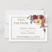 Save The Date Bouquet floral ivoire avec Mariage or (Devant)