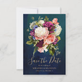 Save The Date Bouquet floral romantique Emerald Green Mariage or (Devant)