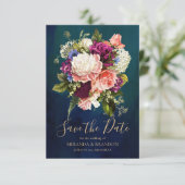 Save The Date Bouquet floral romantique Emerald Green Mariage or (Debout devant)