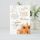 Save The Date Bouquet Orange Fleurs Florales Enregistrer La Date (Debout devant)