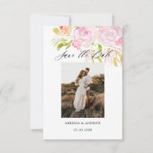 Save The Date Bouquet Rose Aquarelle Enregistrer La Date (Devant)