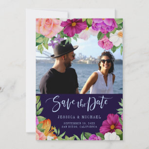 Save The Date Bouquets rose violet riches en fleurs Mariage phot
