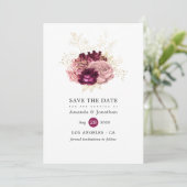 Save The Date Bourgogne, Blush rose et Mariage Floral Or (Debout devant)