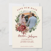 Save The Date Bourgogne bordeaux Aquarelle florale Mariage (Dos)