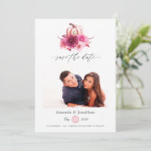 Save The Date Bourgogne et Rose Automne Photo Mariage (Debout devant)