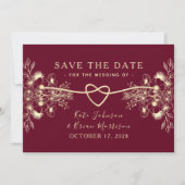 Save The Date Bourgogne Fleurs d'Or Automne (Devant)