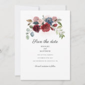Save The Date Bourgogne Floral Rustique Verdure moderne (Devant)