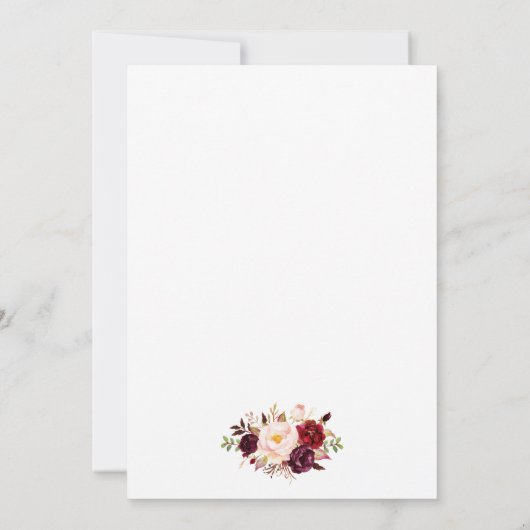 Save The Date Bourgogne Floral Wreath Gold Enregistrer La Date (Dos)