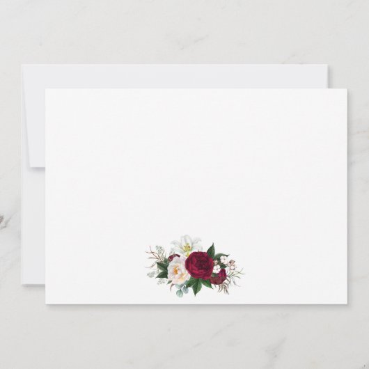 Save The Date Bourgogne Florale Calligraphie Enregistrer La Date (Dos)