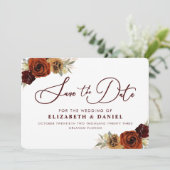 Save The Date Bourgogne Gold Floral Pampas Grass Enregistrer La  (Debout devant)