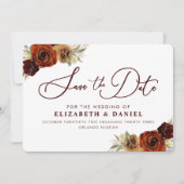 Save The Date Bourgogne Gold Floral Pampas Grass Enregistrer La  (Devant)