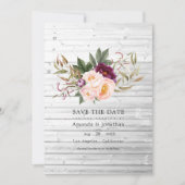 Save The Date Bourgogne - Mariage Floral Rustique au Marsala et  (Devant)