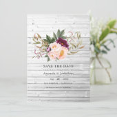 Save The Date Bourgogne - Mariage Floral Rustique au Marsala et  (Debout devant)