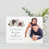 Save The Date Bourgogne, marine et Mariage rose pâle (Debout devant)