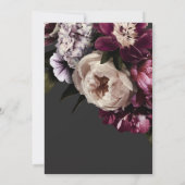 Save The Date Bourgogne moderne et pivoines de crème Floral Noir (Dos)