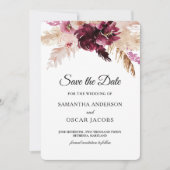 Save The Date Bourgogne Moderne Fleurs Roses Blush (Devant)
